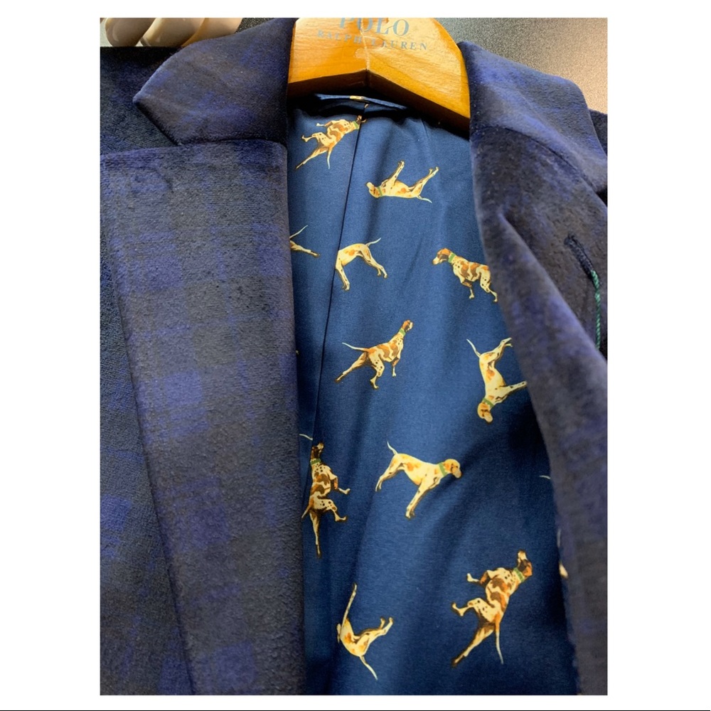 Ralph Lauren male blazer navy suede blazer .